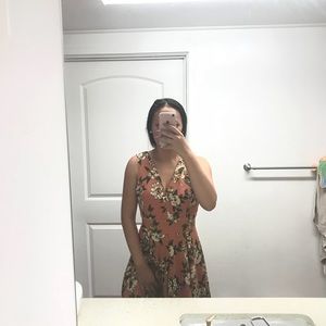 Orange Floral Dress